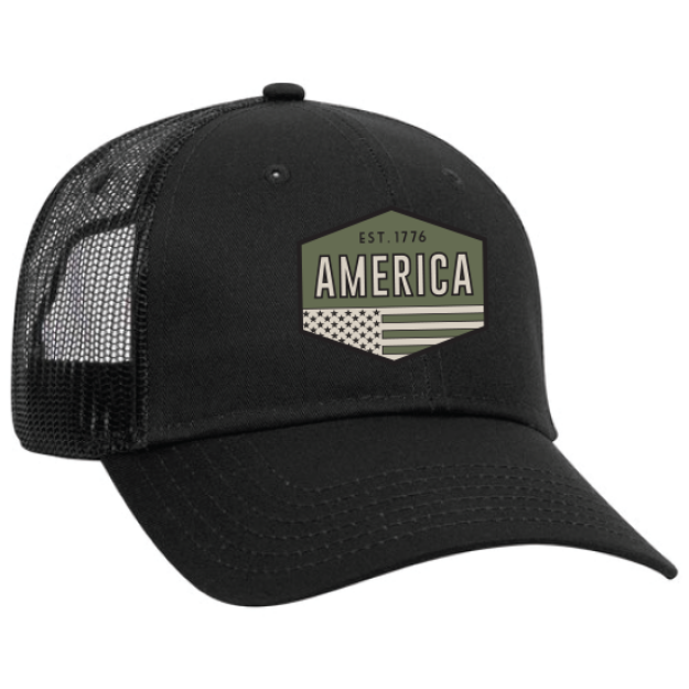 Picture of Black Mesh Hat w/ America Patch