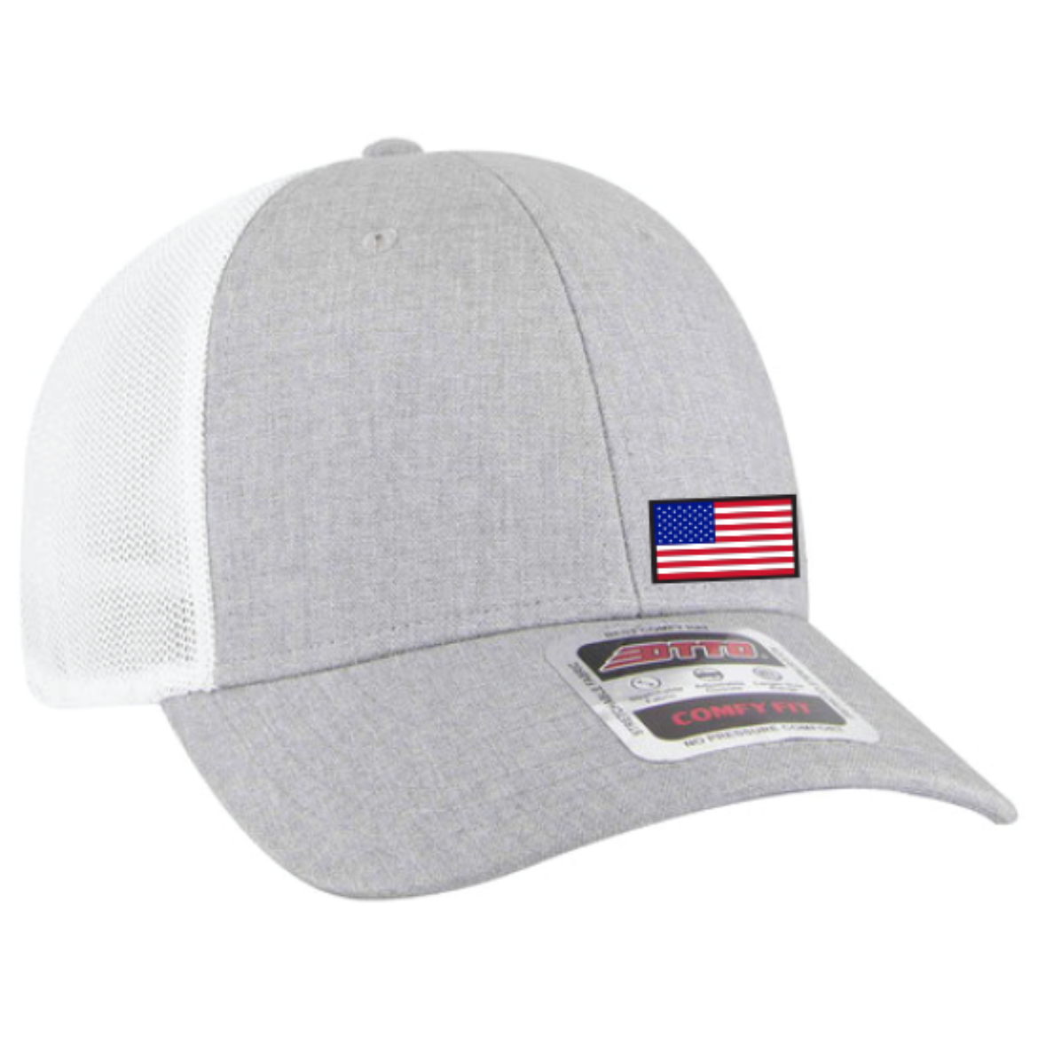 Picture of Heather Grey / White Mesh Full Color Flag Hat